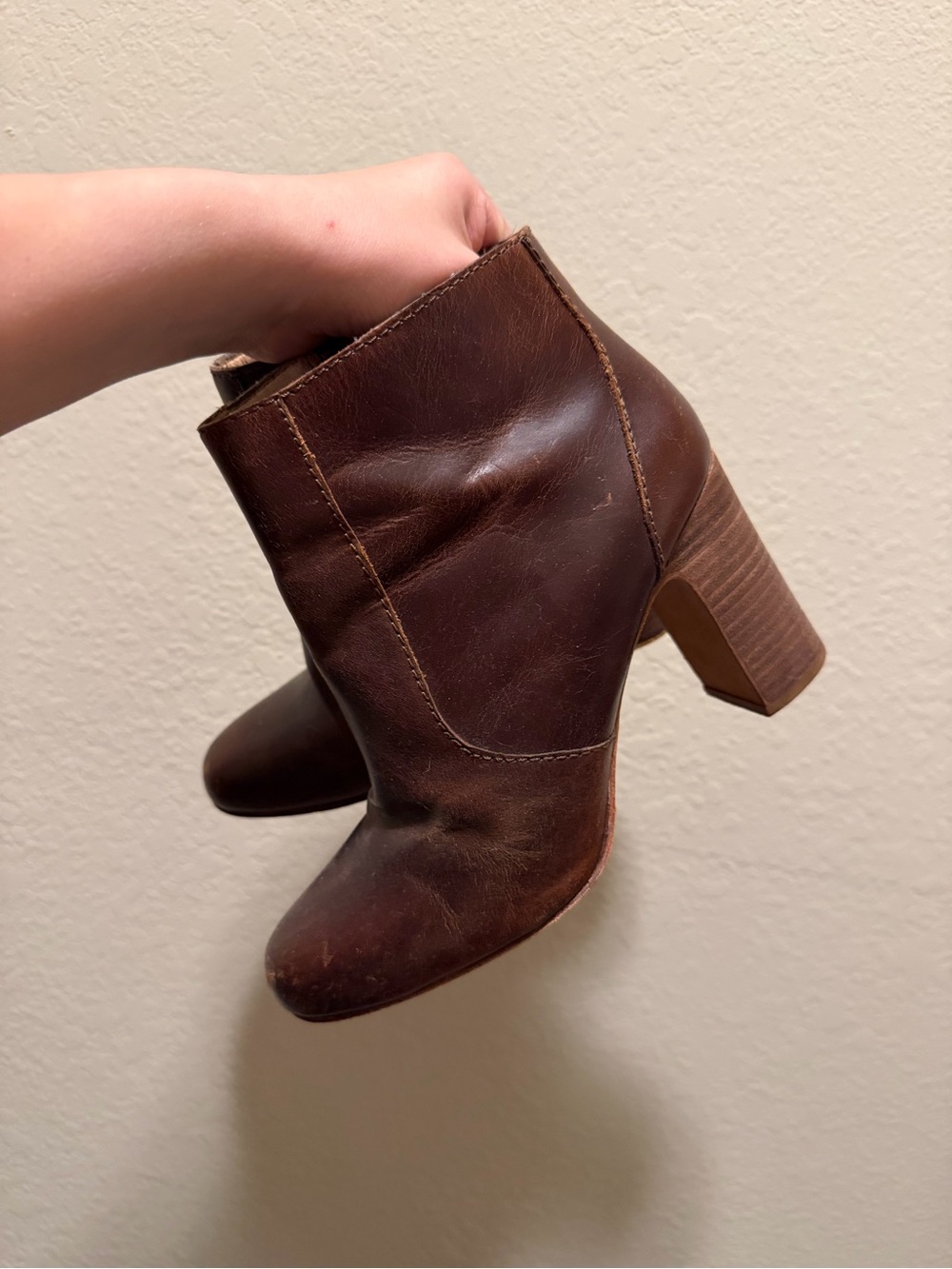 Madewell Dark Brown Leather Heel Ankle Booties